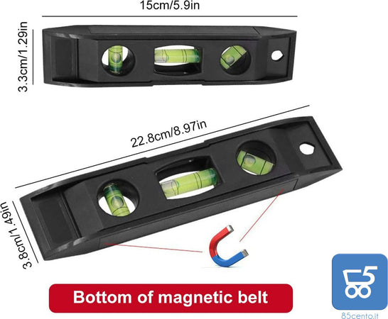 Kit 2 Livelle a Siluro a Bolla Magnetica da 15 cm e 23 cm Torpedo Piccolo
