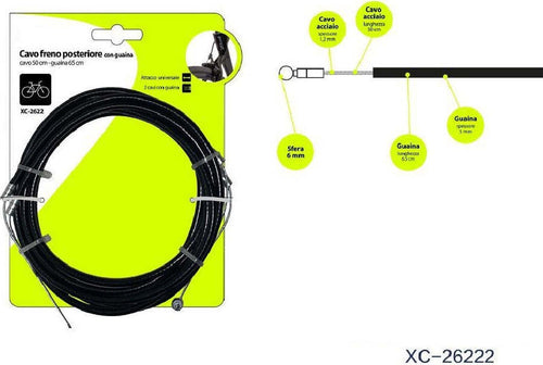 Kit 2 Pezzi Cavo Freno Posteriore Con Guaina Universale Per Bicicletta Xc-2622 Sport e tempo libero/Attività ricreative all'aperto/Ciclismo/Componenti e parti/Freni posteriori Trade Shop italia - Napoli, Commerciovirtuoso.it