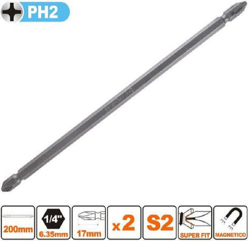 Kit 2 Pezzi Di Bits 200 Mm A Doppia Testa S2 Punte A Croce Magnetica Ph2 57243 Fai da te/Utensili elettrici e a mano/Accessori per utensili elettrici/Accessori per cacciavite/Set punte per cacciavite Trade Shop italia - Napoli, Commerciovirtuoso.it