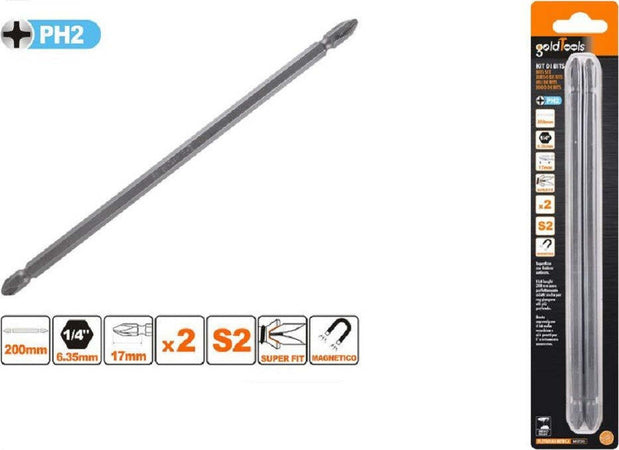 Kit 2 Pezzi Di Bits 200 Mm A Doppia Testa S2 Punte A Croce Magnetica Ph2 57243 Fai da te/Utensili elettrici e a mano/Accessori per utensili elettrici/Accessori per cacciavite/Set punte per cacciavite Trade Shop italia - Napoli, Commerciovirtuoso.it