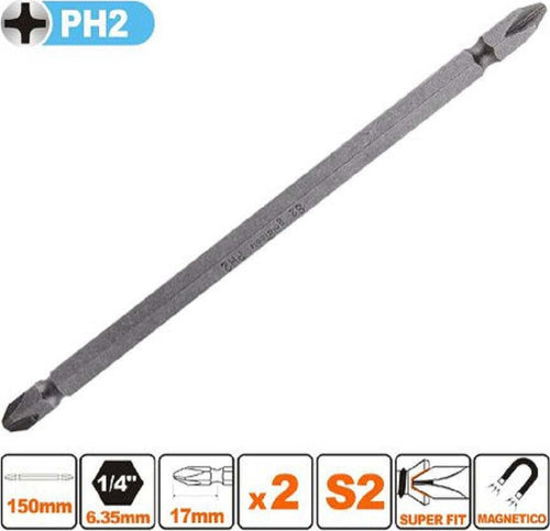 Kit 2 Pezzi Di Bits Da 150mm A Doppia Testa S2 Punte A Croce Magnetica Ph2 57242 Fai da te/Utensili elettrici e a mano/Accessori per utensili elettrici/Accessori per cacciavite/Set punte per cacciavite Trade Shop italia - Napoli, Commerciovirtuoso.it