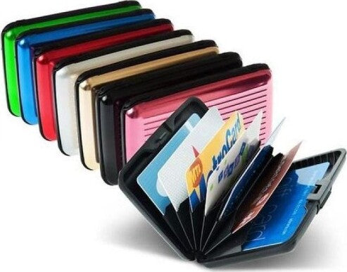 Kit-2-Portafoglio-Alluminio-Porta-Carta-Carte-Di-Credito-Antiurto-Wallet