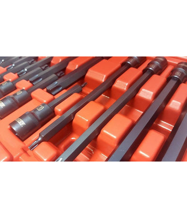 Kit 26 Pz Inserti Inserto Torx Chiavi Bussola 1/2 Lunghe Auto Meccanico Fs-43612