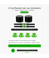 Kit 2in1 Bilanciere + Manubri Con Pesi Regolabili Componibili Palestra Tot 15 Kg
