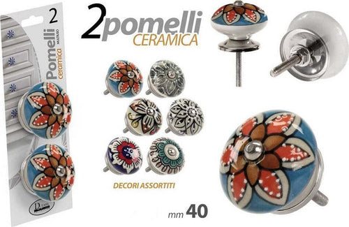 Kit 2pz Pomelli Mobili Cassetti Pomello In Ceramica 40mm Decori Assortiti 843020 Fai da te/Ferramenta/Minuteria per mobili/Manopole Trade Shop italia - Napoli, Commerciovirtuoso.it