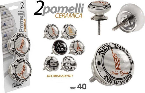 Kit 2pz Pomelli Mobili Multiuso Pomello In Ceramica 40mm Decori Assortiti 843037 Fai da te/Ferramenta/Minuteria per mobili/Manopole Trade Shop italia - Napoli, Commerciovirtuoso.it