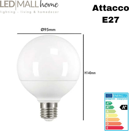 kit 3pz lampada bulbo globo led g95 15w e27 bianco caldo 3000k Illuminazione/Lampadine/Lampadine a LED Led Mall Home - Napoli, Commerciovirtuoso.it