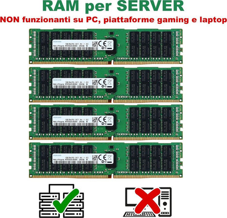 Kit 4 Banchi RAM Samsung per SERVER 16GB DDR4 2Rx4 PC4-2400T RA1 11 MC0 M393A2G40DB1-CRC4Q - RICONDIZIONATO