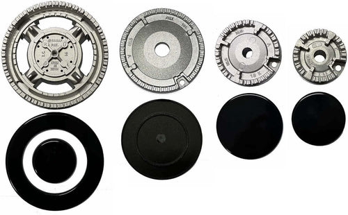 Kit 4 bruciatori C00091686 completi di piattelli spartifiamma 3 fuochi + tripla corona per cucina piano cottura Ariston