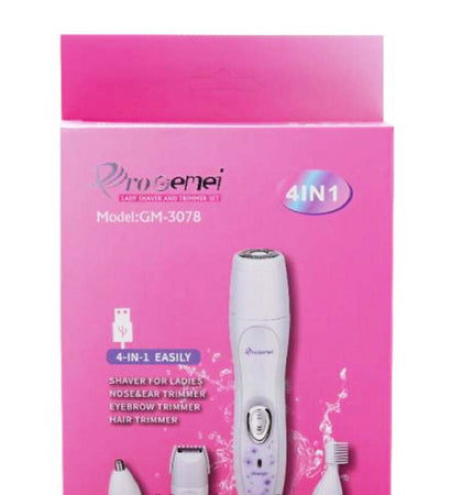 Kit-4-In-1-Rasoio-Rifinitore-Donna-Epilatore-Professionale-Ricaricabile-Gm-3078