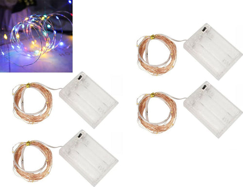 Kit 4 Pezzi Luci LED Multicolore con Filo di Rame Lunghezza 5 metri a Batteria 2 AA (batterie non incluse)