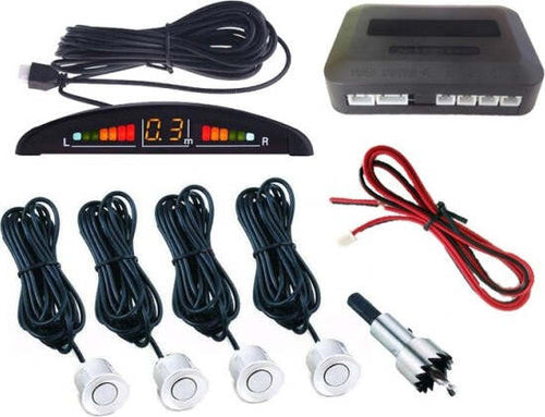 Kit 4 Sensori Di Parcheggio Con Display Led+suono Grigio Con Cicalino Acustico Elettronica/Elettronica per veicoli/Elettronica per auto/Park Assist Trade Shop italia - Napoli, Commerciovirtuoso.it