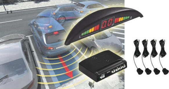 Kit-4-Sensori-Di-Parcheggio-Con-Mini-Display-Led-Wireless-Suono-Fresa-Neri