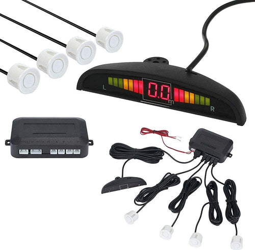 Kit 4 Sensori Parcheggio Per Auto Retromarcia Posteriori Bianchi Con Led Display Elettronica/Elettronica per veicoli/Elettronica per auto/Park Assist Trade Shop italia - Napoli, Commerciovirtuoso.it