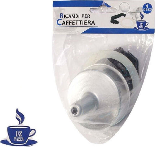 Kit 4pz Ricambi Filtro Guarnizione Manico Imbuto Caffettiera Moka Misura 1/2 Tazza Casa e cucina/Elettrodomestici per la cucina/Macchine da caffè/Parti di ricambio per macchine da caffè/Filtri per macchine da caffè/Filtri riutilizzabili Trade Shop italia - Napoli, Commerciovirtuoso.it