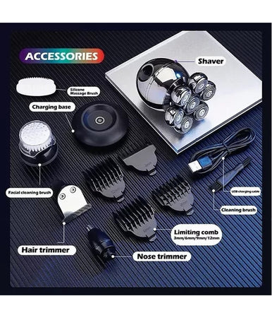 Kit 5 In 1 Tagliacapelli Rasoio Multifunzione Massaggiatore V-315 Per Uomo Ipx5