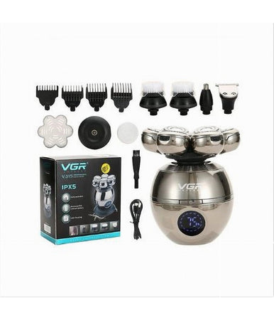 Kit 5 In 1 Tagliacapelli Rasoio Multifunzione Massaggiatore V-315 Per Uomo Ipx5