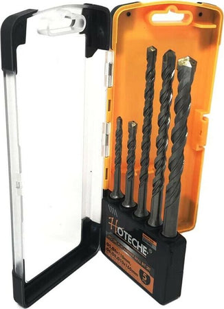 Kit-5-Punte-Trapano-Attacco-Sds-Plus-110-160-Mm-Per-Forare-Pietra-Muro-Cemento-Hoteche