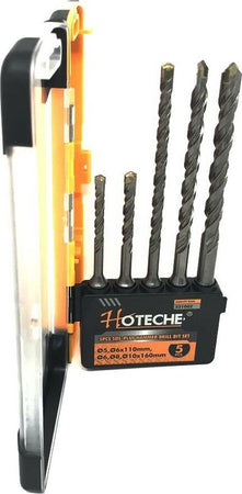 Kit-5-Punte-Trapano-Attacco-Sds-Plus-110-160-Mm-Per-Forare-Pietra-Muro-Cemento-Hoteche