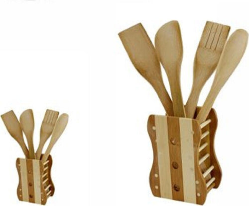 Kit 5 Pz Cucina Porta Mestolo Mestoli In Legno Bamb? Con 4 Mestoli Posate 67375 Casa, arredamento e bricolage > Cucina > Accessori cucina Trade Shop italia - Napoli, Commerciovirtuoso.it