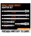 Kit 6 Adattatori Chiavi A Bussola Quadrate Impatto Percussione 1/4-3/8-1/2 96033