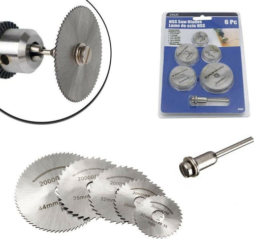 Kit-6-Dischi-Per-Minitrapano-Mandrino-Disco-Lama-Circolare-Taglia-Legno-Tools