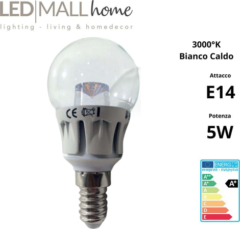 kit 6pz lampada pallina mini globo led g45 5w e14 luce calda 3000k Illuminazione/Lampadine/Lampadine a LED Led Mall Home - Napoli, Commerciovirtuoso.it