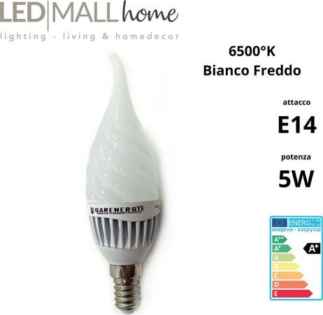 kit 6pz lampada soffio di vento led 5w e14 vetro bianco freddo 6500k Illuminazione/Lampadine/Lampadine a LED Led Mall Home - Napoli, Commerciovirtuoso.it