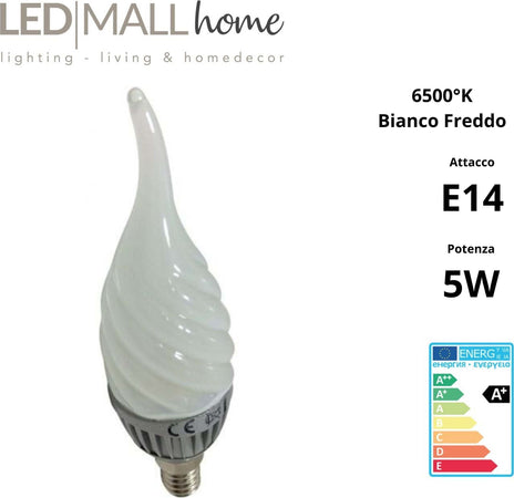 kit 6pz lampadina candela soffio di vento led 5w e14 bianco freddo 6500k Illuminazione/Lampadine/Lampadine a LED Led Mall Home - Napoli, Commerciovirtuoso.it