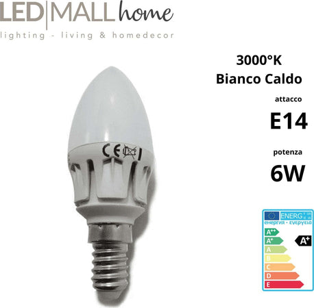 kit 6pz lampadina oliva candela 6w led bianco caldo 3000k Illuminazione/Lampadine/Lampadine a LED Led Mall Home - Napoli, Commerciovirtuoso.it
