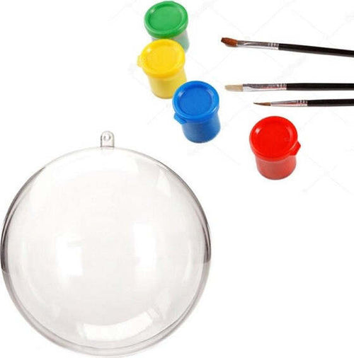 Kit-8-Palline-Trasparenti-6cm-Con-Tempere-E-Pennelli-Decorazioni-Natalizie