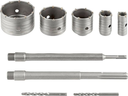 Kit-9-Frese-Carotatrici-Fresa-Muro-30-40-65-80-100-Mm-Asta-Sds-Max-Sds-Plus-Gloriashoponline