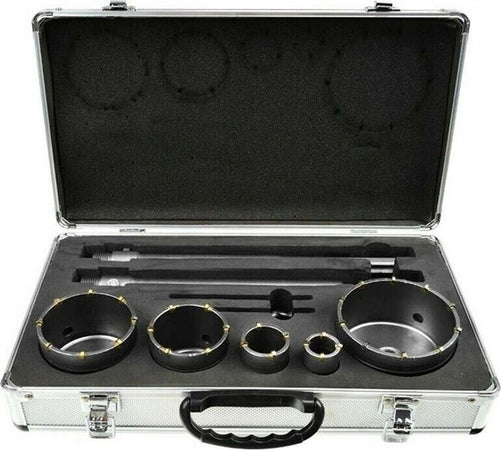 Kit-9-Frese-Carotatrici-Fresa-Muro-30-40-65-80-100-Mm-Asta-Sds-Max-Sds-Plus-Gloriashoponline