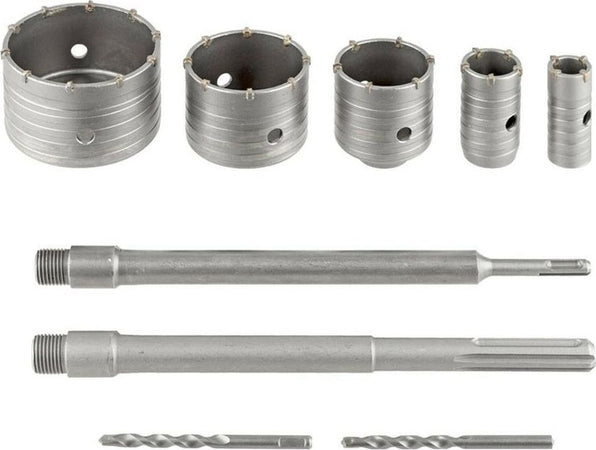 Kit-9-Frese-Carotatrici-Fresa-Muro-30-40-65-80-100-Mm-Asta-Sds-Max-Sds-Plus-Gloriashoponline
