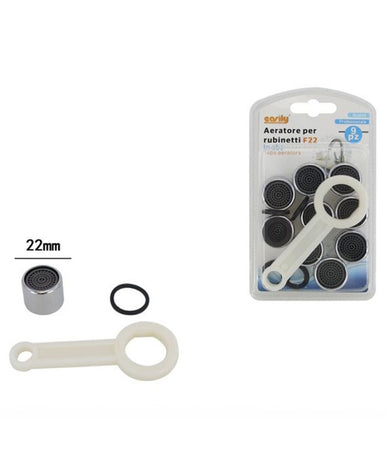 Kit 9pz Aeratore Per Rubinetto F22 In Abs 22mm Chiave Serraggio Guarnizioni 59032