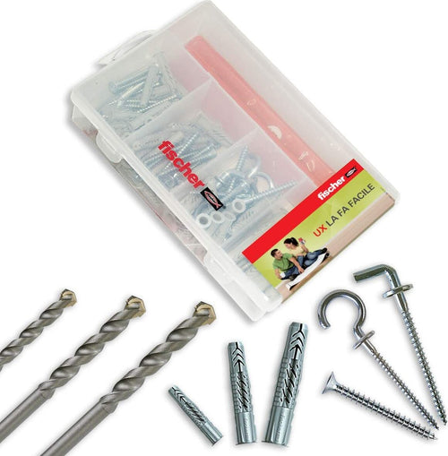 Kit completo di tasselli e punte per fissaggi su muri e cartongessi 89 pezzi Fai da te/Ferramenta/Chiodi viti ed elementi di fissaggio/Tasselli/Tasselli da incasso La Zappa - Altamura, Commerciovirtuoso.it