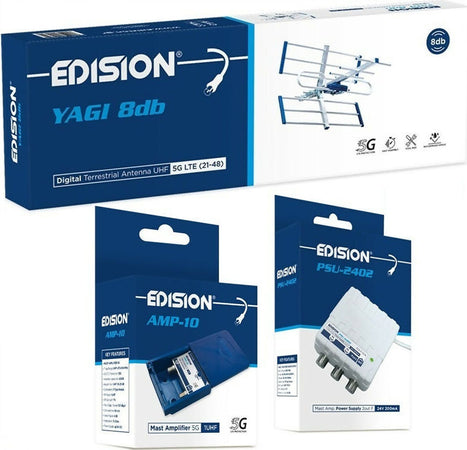 Kit-completo-Digitale-Terrestre-con-Antenna-Yagi-8dB-e-Amplificatore-da-25DB-1-Ingresso-/-1-Uscita
