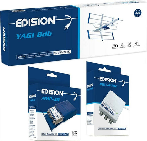 Kit-completo-Digitale-Terrestre-con-Antenna-Yagi-8dB-e-Amplificatore-da-32DB-3-Ingressi-/-1-Uscita
