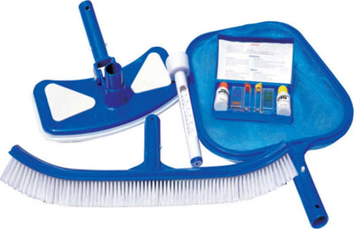 Kit completo per la pulizia di piscine fuori terra ed interrate con retino e spazzola