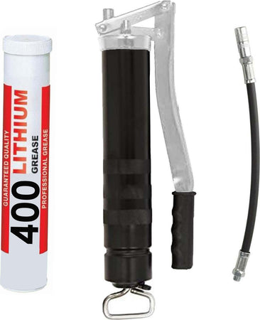 Kit completo siringa grasso a leva per ingrassaggio manuale in metallo brunito 500 gr