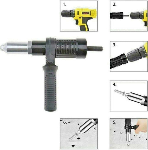 Kit Conversione Da Trapano Avvitatore A Rivettatrice Con Impugnatura Testine Fai da te/Utensili elettrici e a mano/Utensili elettrici/Trapani/Trapani avvitatori Trade Shop italia - Napoli, Commerciovirtuoso.it