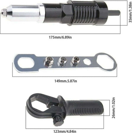 Kit Conversione Da Trapano Avvitatore A Rivettatrice Con Impugnatura Testine Fai da te/Utensili elettrici e a mano/Utensili elettrici/Trapani/Trapani avvitatori Trade Shop italia - Napoli, Commerciovirtuoso.it