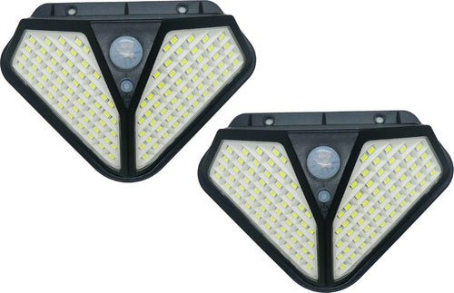 Kit da 2 Luci LED solare Sensore di movimento PIR 3 modalità di illuminazione da parete a due lati 102 LED