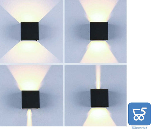 Kit da 3 Lampade da parete a LED 12 W 4000K IP65 LED per Interni ed Esterni Fascio di Luce Regolabile Bianco Naturale - EX DEMO