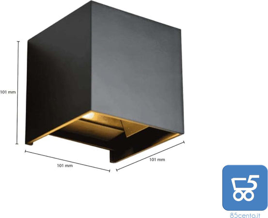 Kit da 3 Lampade da parete a LED 12 W 4000K IP65 LED per Interni ed Esterni Fascio di Luce Regolabile Bianco Naturale - EX DEMO