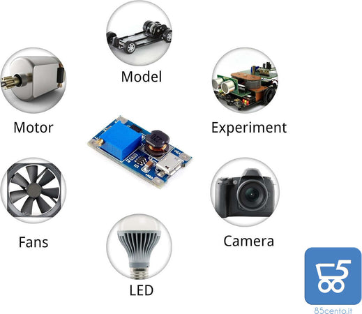 Kit da 5 DC-DC Step Up Boost Converter 2V-24V fino a 5V-26V 2A Micro USB Voltage Regulator Compatibile con Arduino