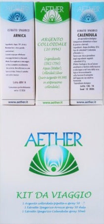 Kit-Da-Viaggio-Composto-Da-Argento-Colloidale,-Arnica-E-Calendula--Aether-3-Pz.-50ml-Cad