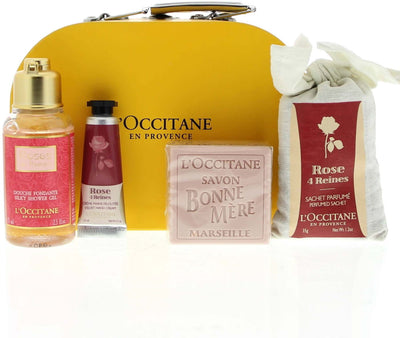 Kit da viaggio rose l'Occitane en Provence - Saponetta Gel doccia Crema mani Profuma biancheria