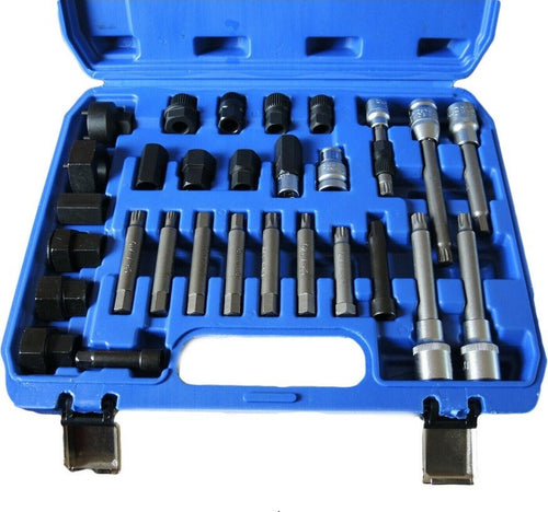 Kit Di Chiavi 30 Pezzi Per Smontaggio Puleggia E Alternatore Motore Auto Fai da te/Utensili elettrici e a mano/Utensili a mano/Bussole e set di bussole/Corredi di bussole/Standard Trade Shop italia - Napoli, Commerciovirtuoso.it