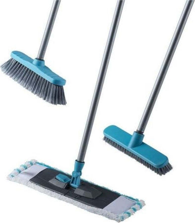Kit di pulizia per casa con scopa, spazzola, manico, mop e ricambio, 5 pezzi